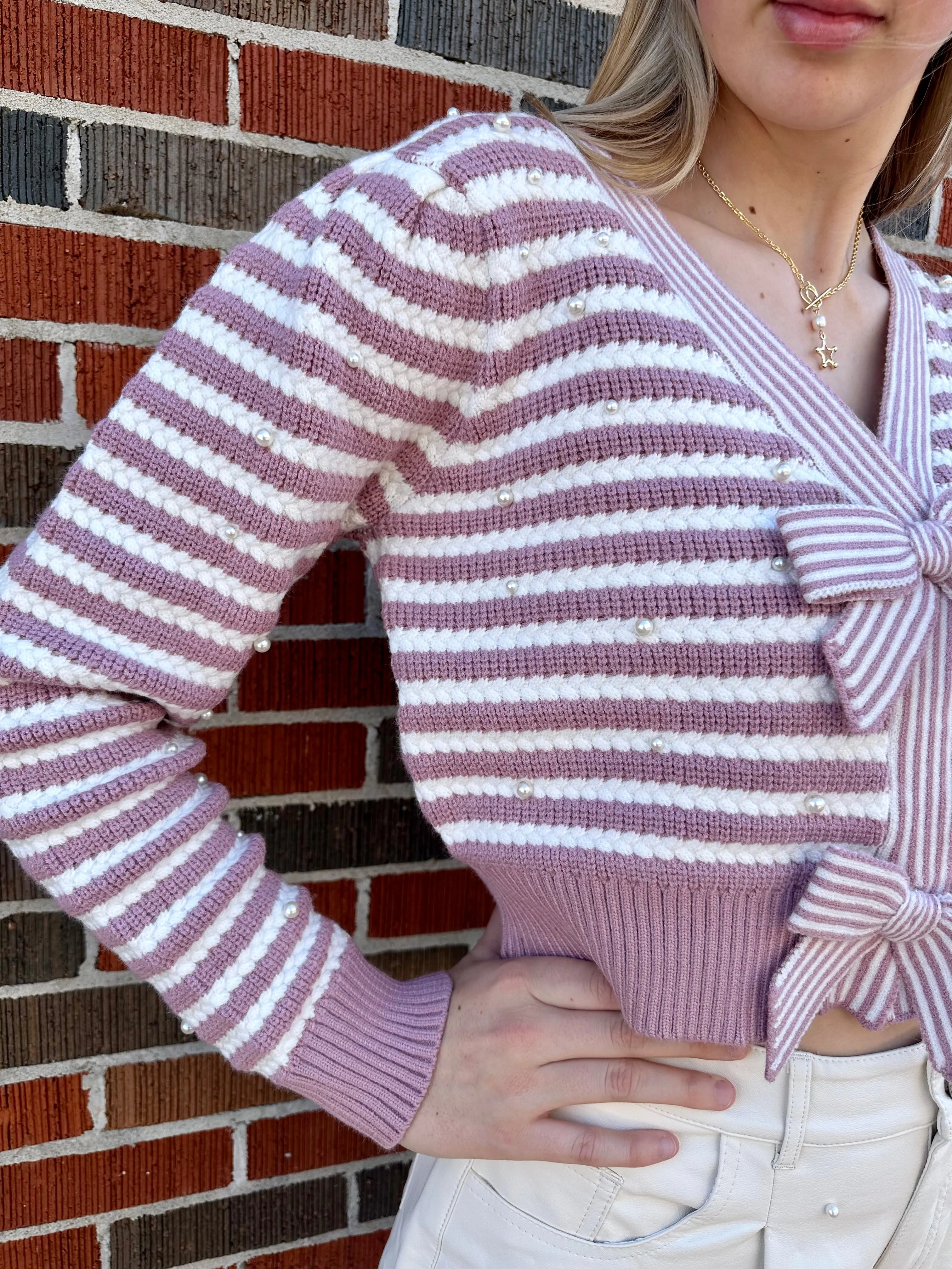 Have it All Sweater: Blush/White