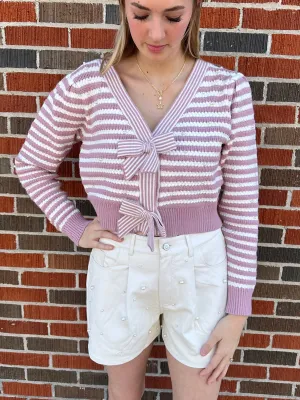 Have it All Sweater: Blush/White