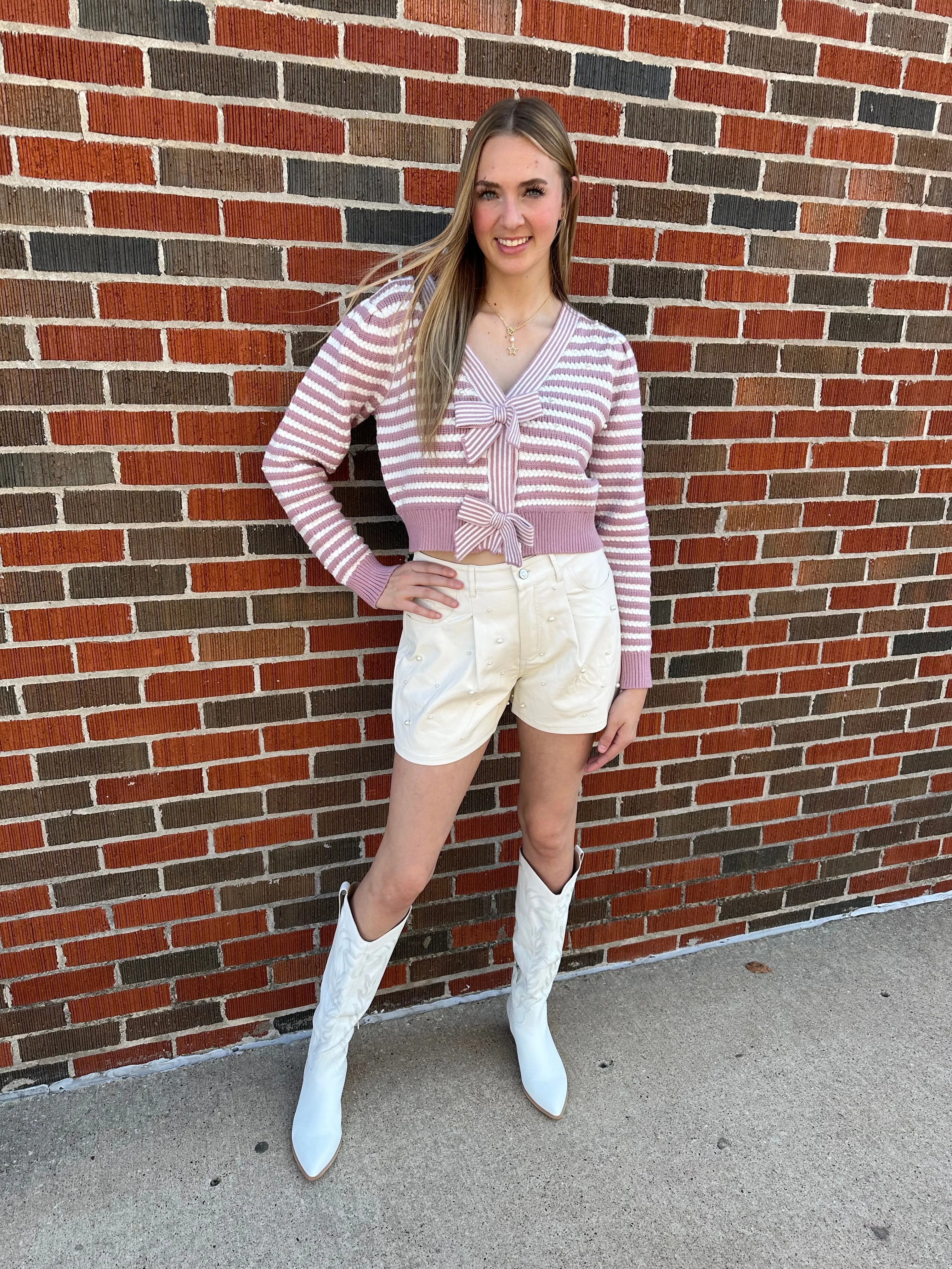 Have it All Sweater: Blush/White