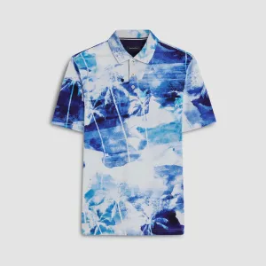 Hendrix Watercolor Tropics Print Polo Shirt
