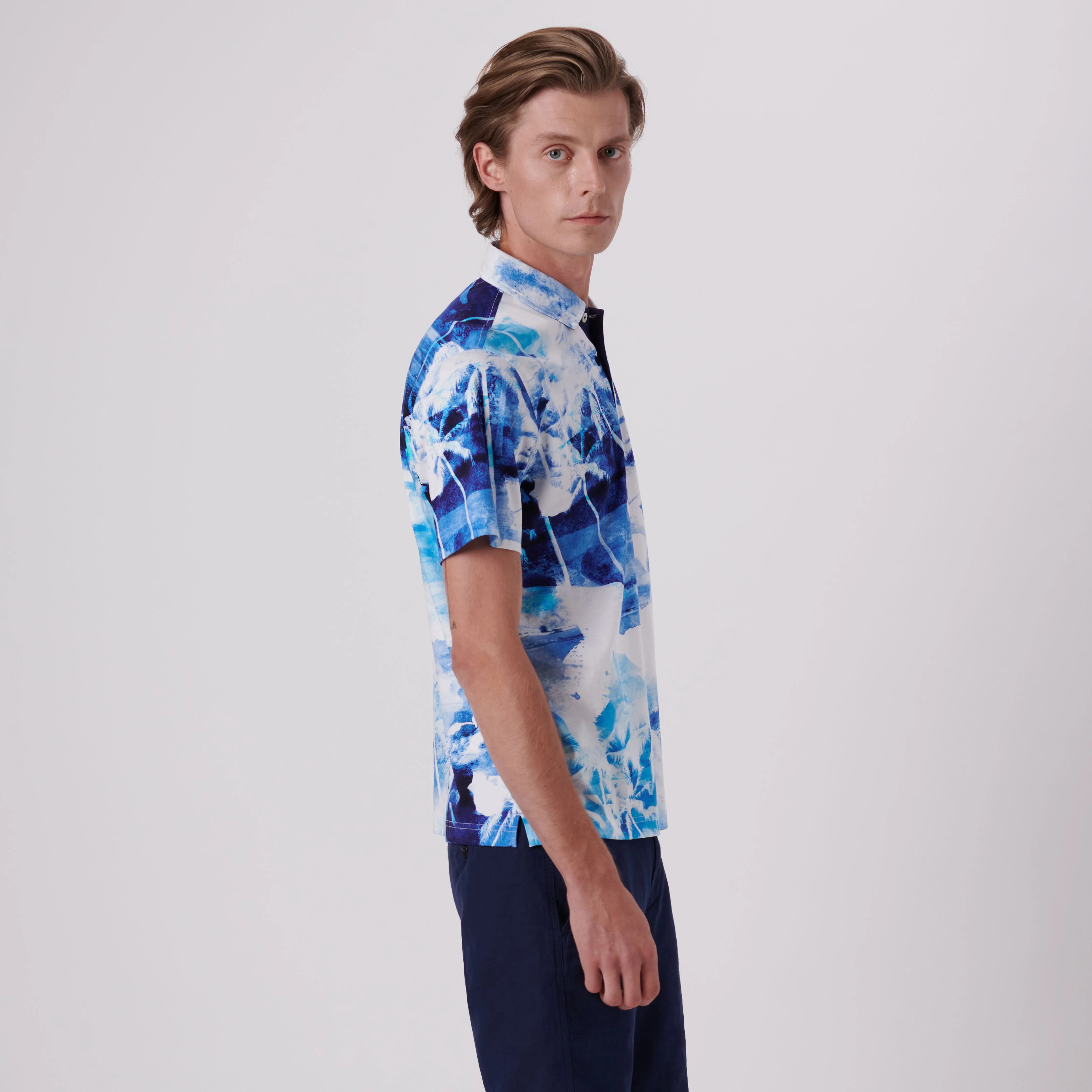 Hendrix Watercolor Tropics Print Polo Shirt