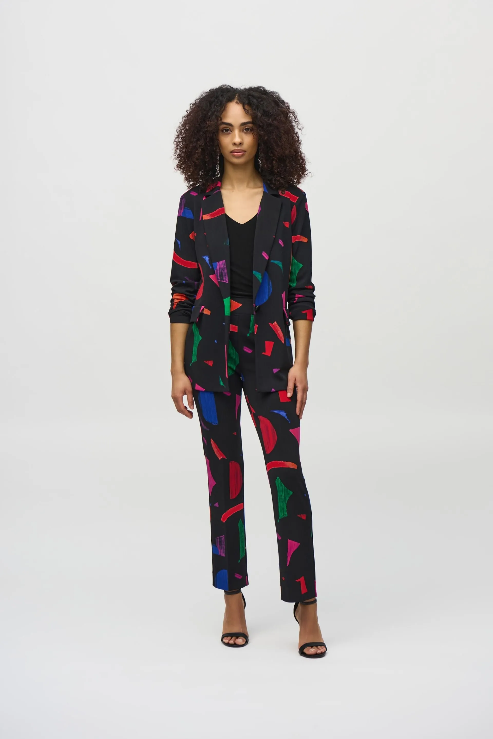 Joseph Ribkoff Black/Multi Abstract Print Blazer Jacket 244231
