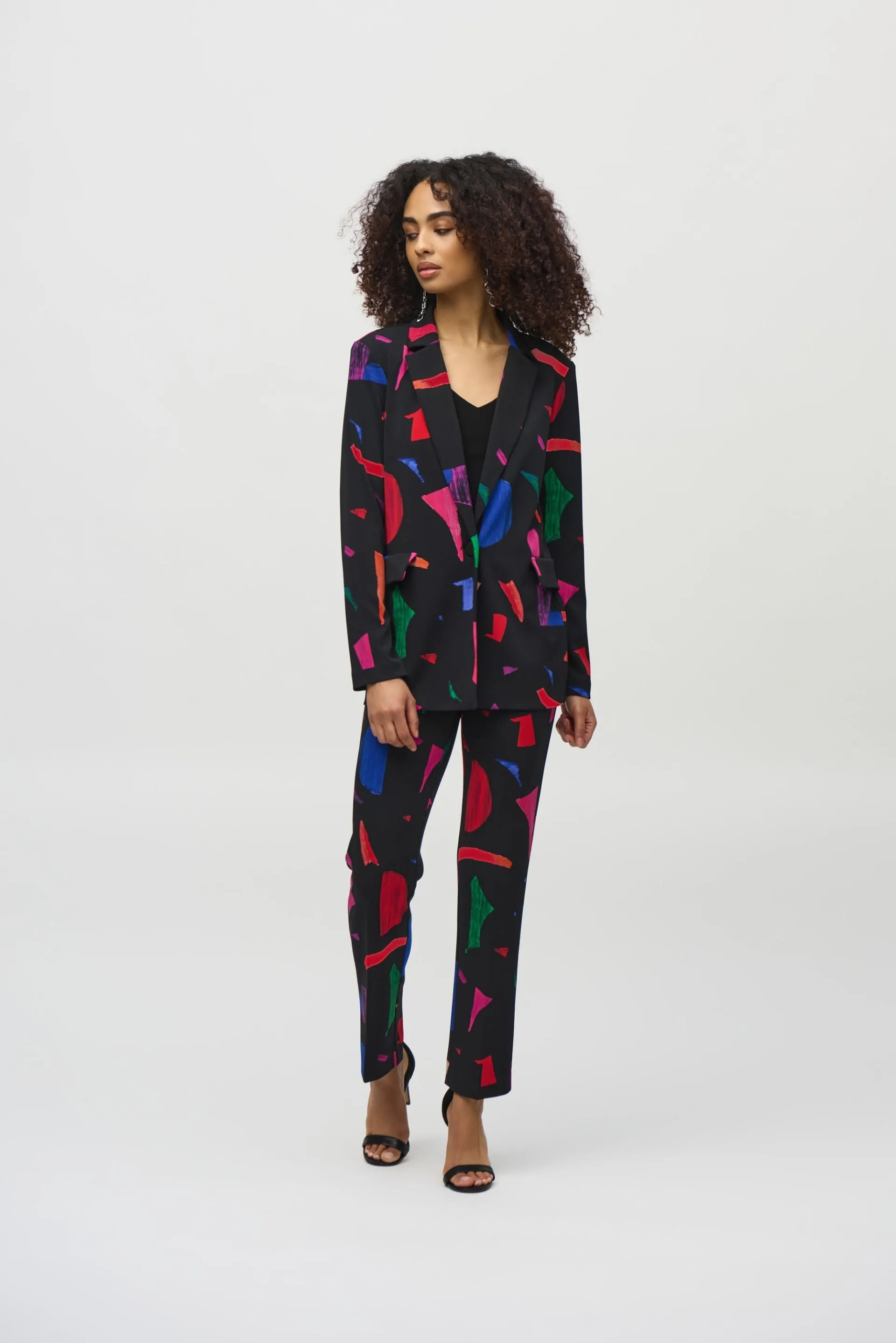 Joseph Ribkoff Black/Multi Abstract Print Blazer Jacket 244231