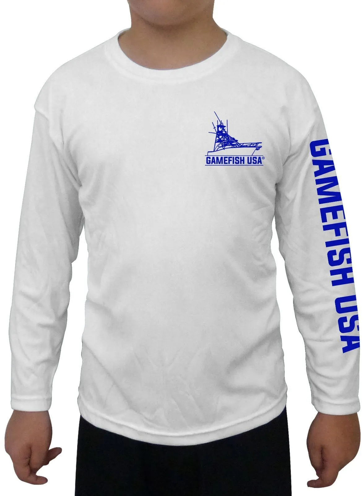 Kid's UPF 50 Long Sleeve Microfiber Moisture Wicking Performance Fishing Shirt Marlin Tuna Sailfish
