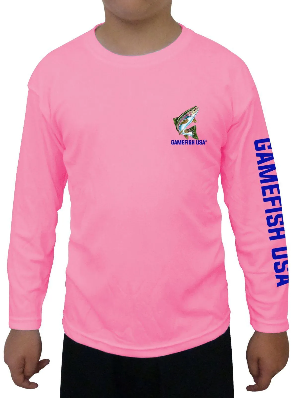 Kid's UPF 50 Long Sleeve Microfiber Moisture Wicking Performance Fishing Shirt Trout