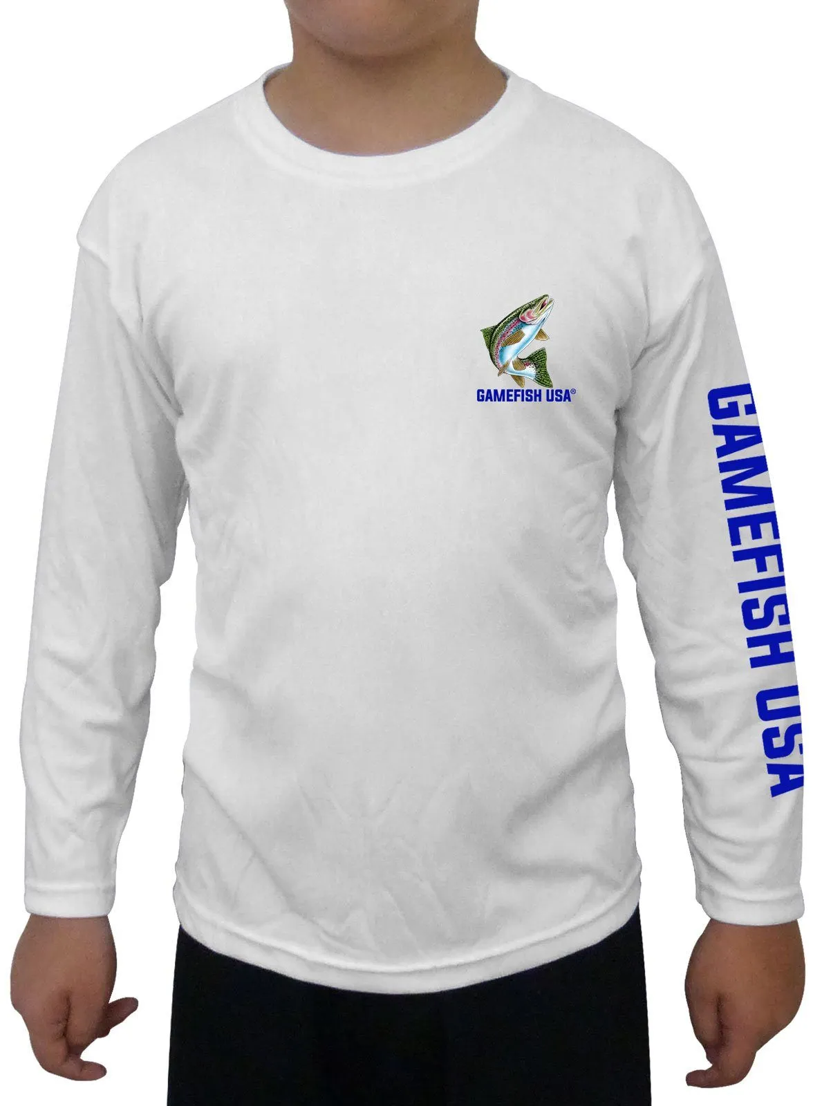 Kid's UPF 50 Long Sleeve Microfiber Moisture Wicking Performance Fishing Shirt Trout