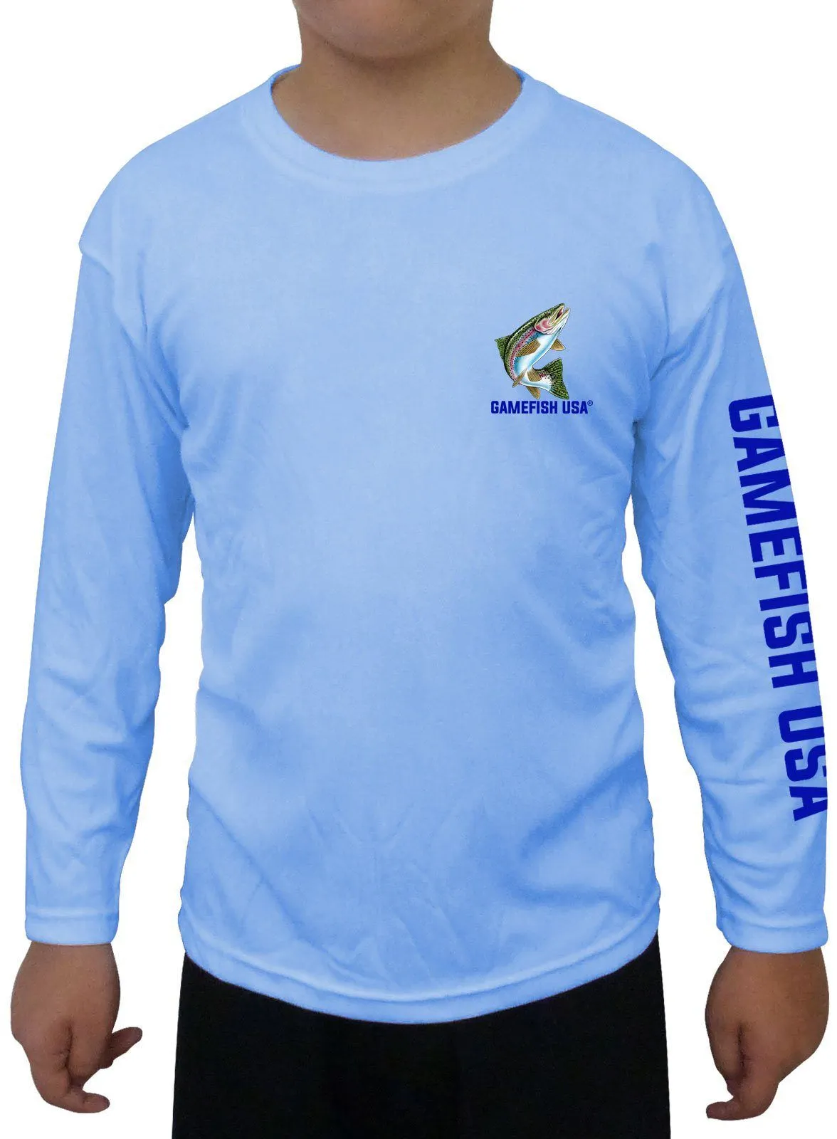 Kid's UPF 50 Long Sleeve Microfiber Moisture Wicking Performance Fishing Shirt Trout