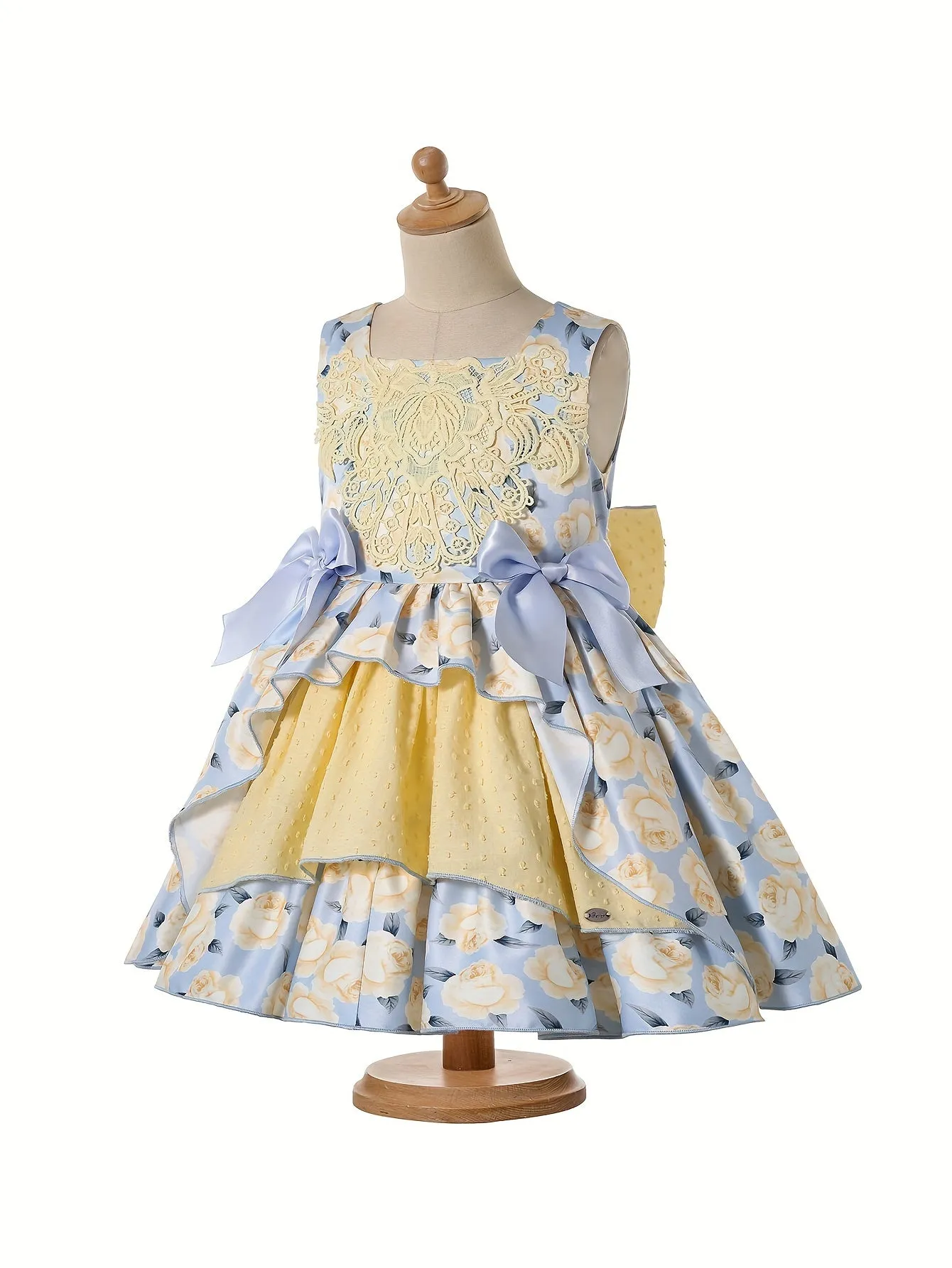 Knee-High Floral Fit and Flare Girls Princess Dresses - Sleeveless, Square Neck, Flared Hem, Cotton Lined, Non-Stretch Polyester Fabric - Perfect for Spring/Summer Formal Parties and Pageants