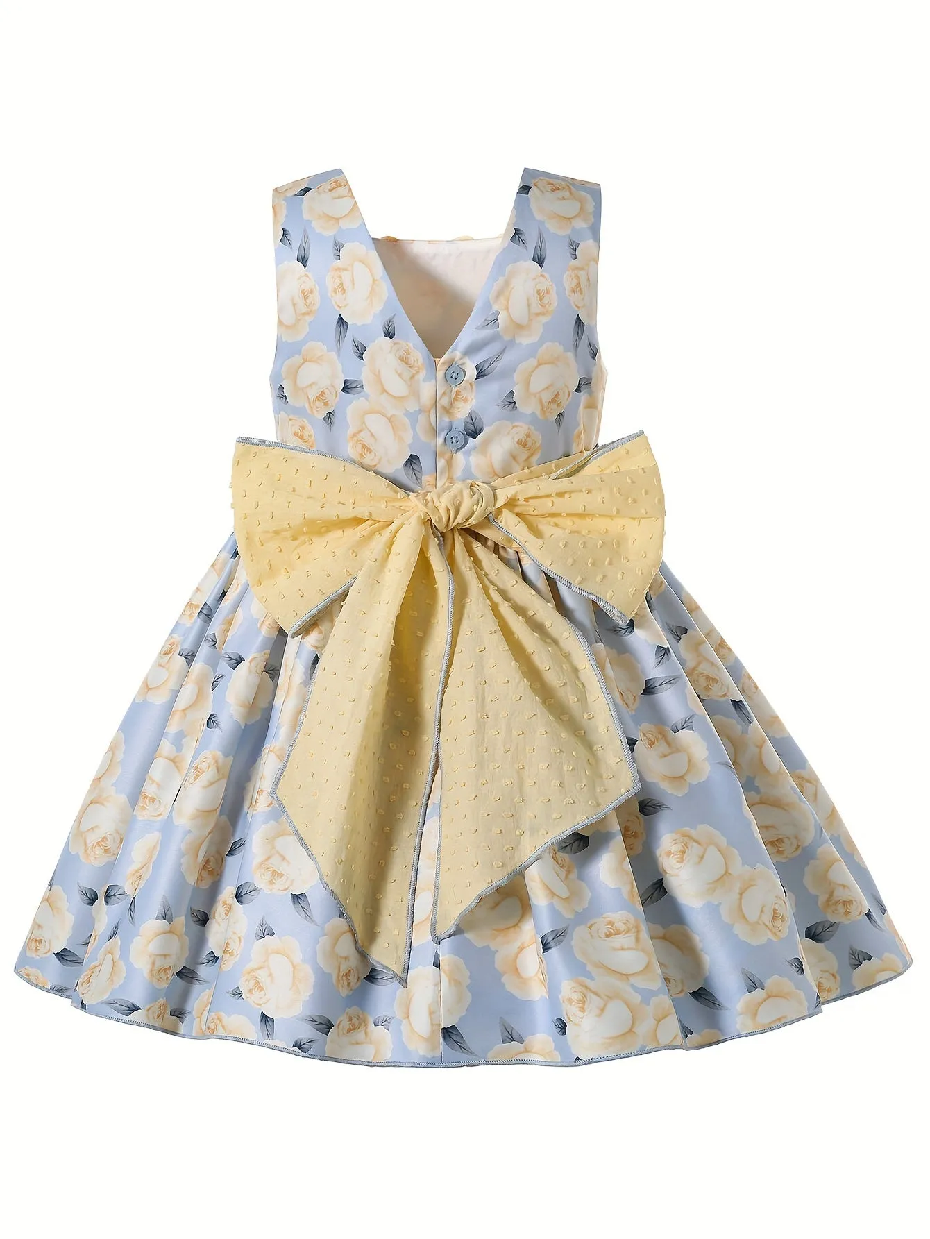 Knee-High Floral Fit and Flare Girls Princess Dresses - Sleeveless, Square Neck, Flared Hem, Cotton Lined, Non-Stretch Polyester Fabric - Perfect for Spring/Summer Formal Parties and Pageants