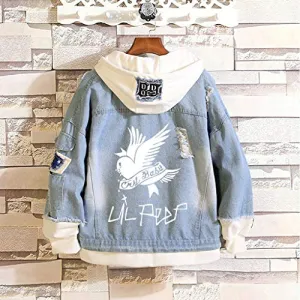 KPOP Rapper Denim Jacket Jeans Love Printed Fashion Sport Hip Hop Hoodie