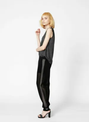 Lace Trimmed Tank in Charcoal