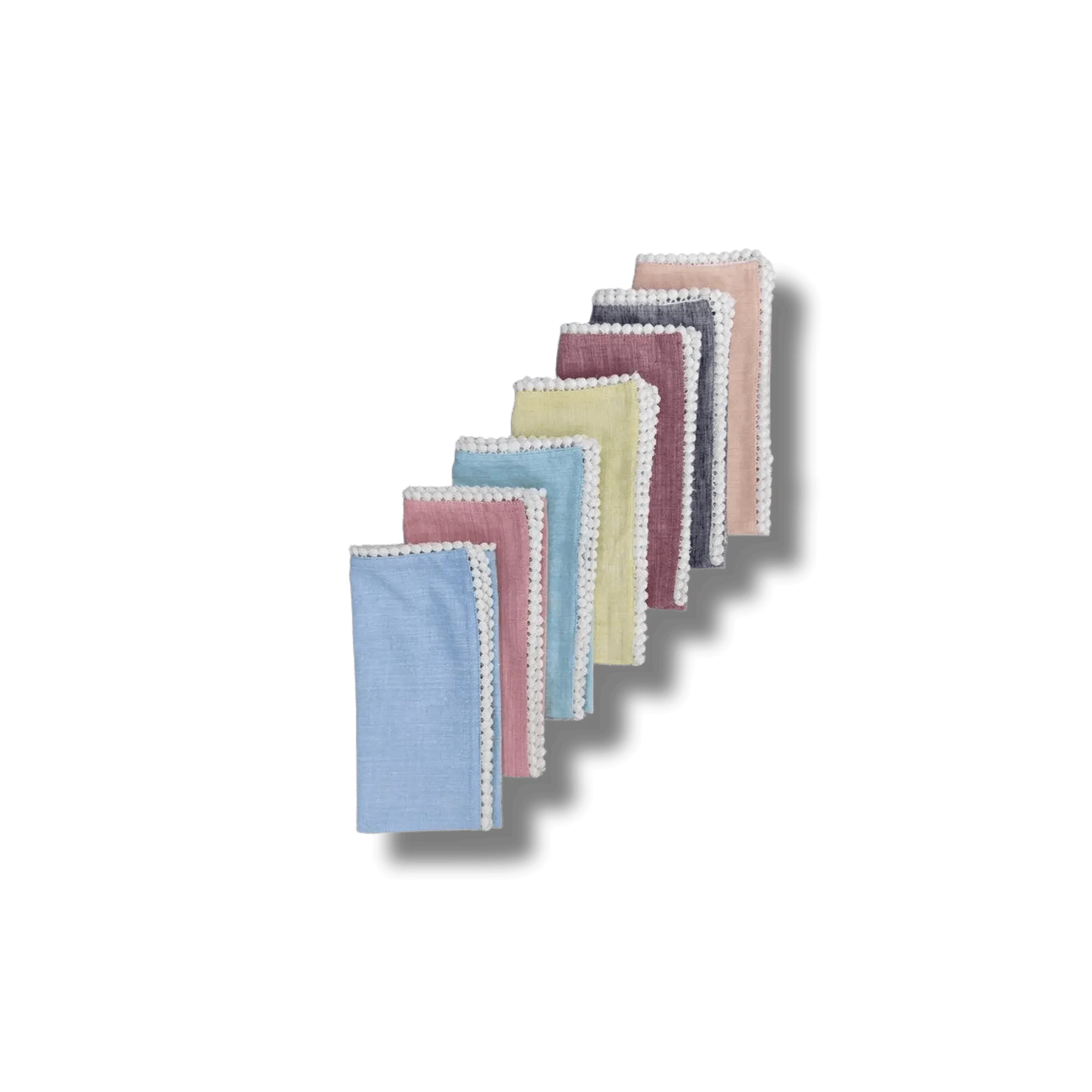 Linen Tea Napkins with Pom Pom Lace