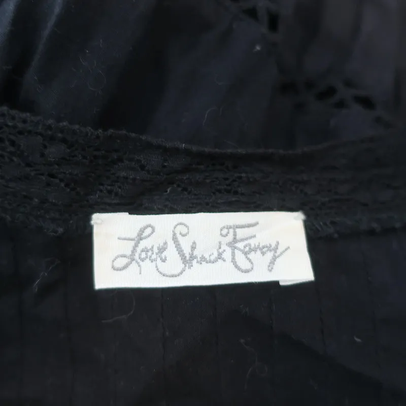 LoveShackFancy Maxi Dress Beth Black Lace-Trimmed Cotton Size Medium