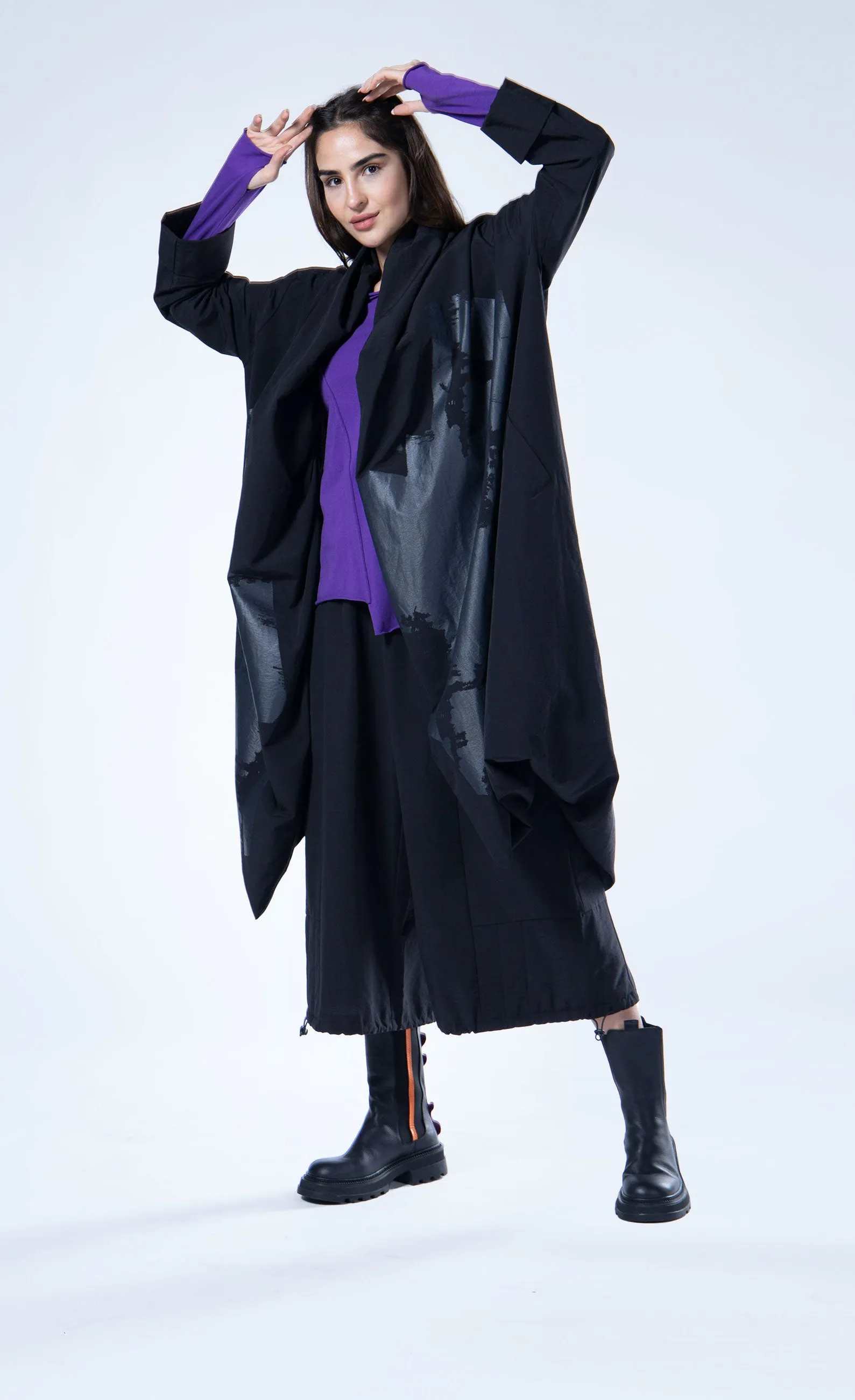Luukaa Draped Black Coat