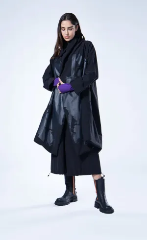 Luukaa Draped Black Coat
