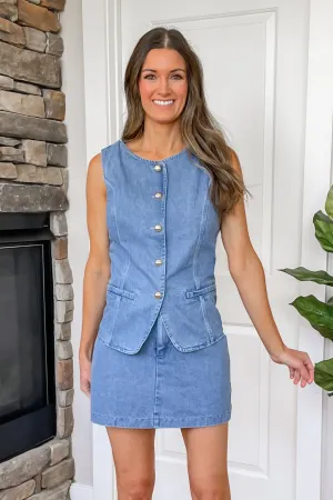 Mabel Button Front Denim Vest