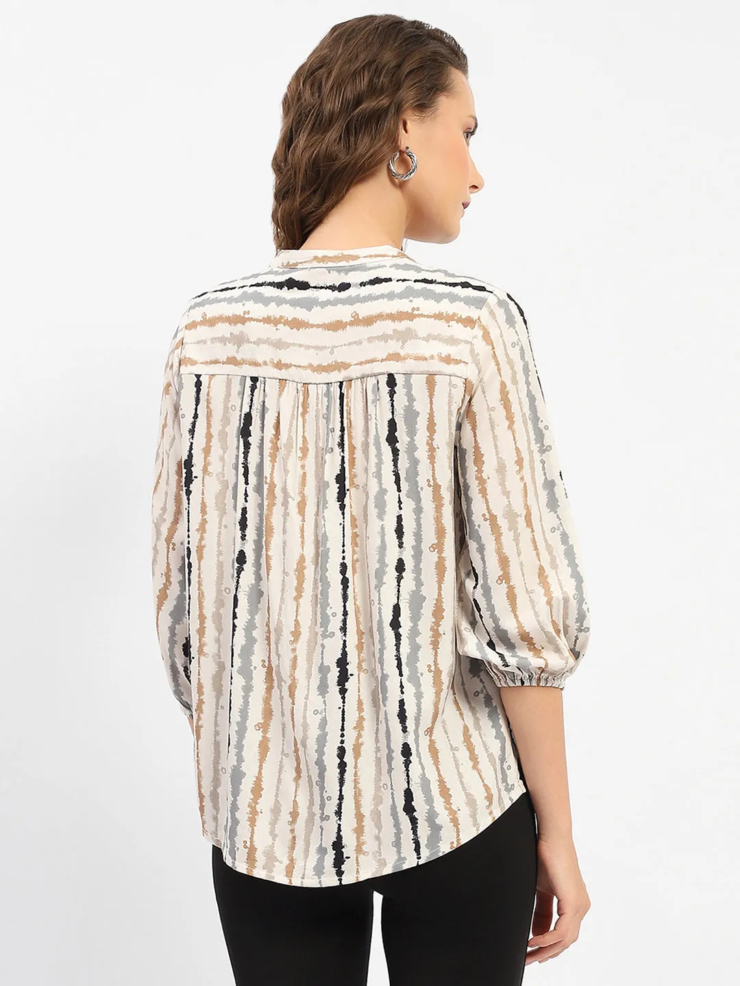 Madame Abstract Print Off-White Regular Top