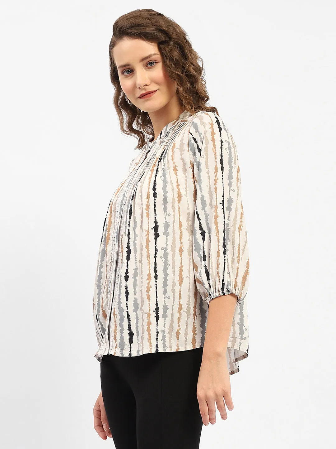 Madame Abstract Print Off-White Regular Top