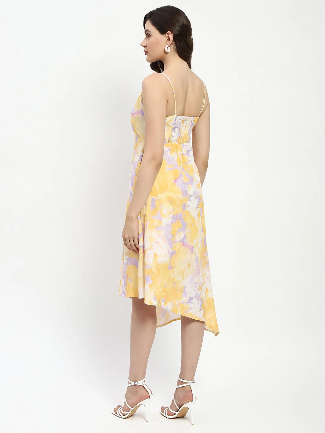 Madame Mustard Fit And Flare Cotton Blend Midi Dress