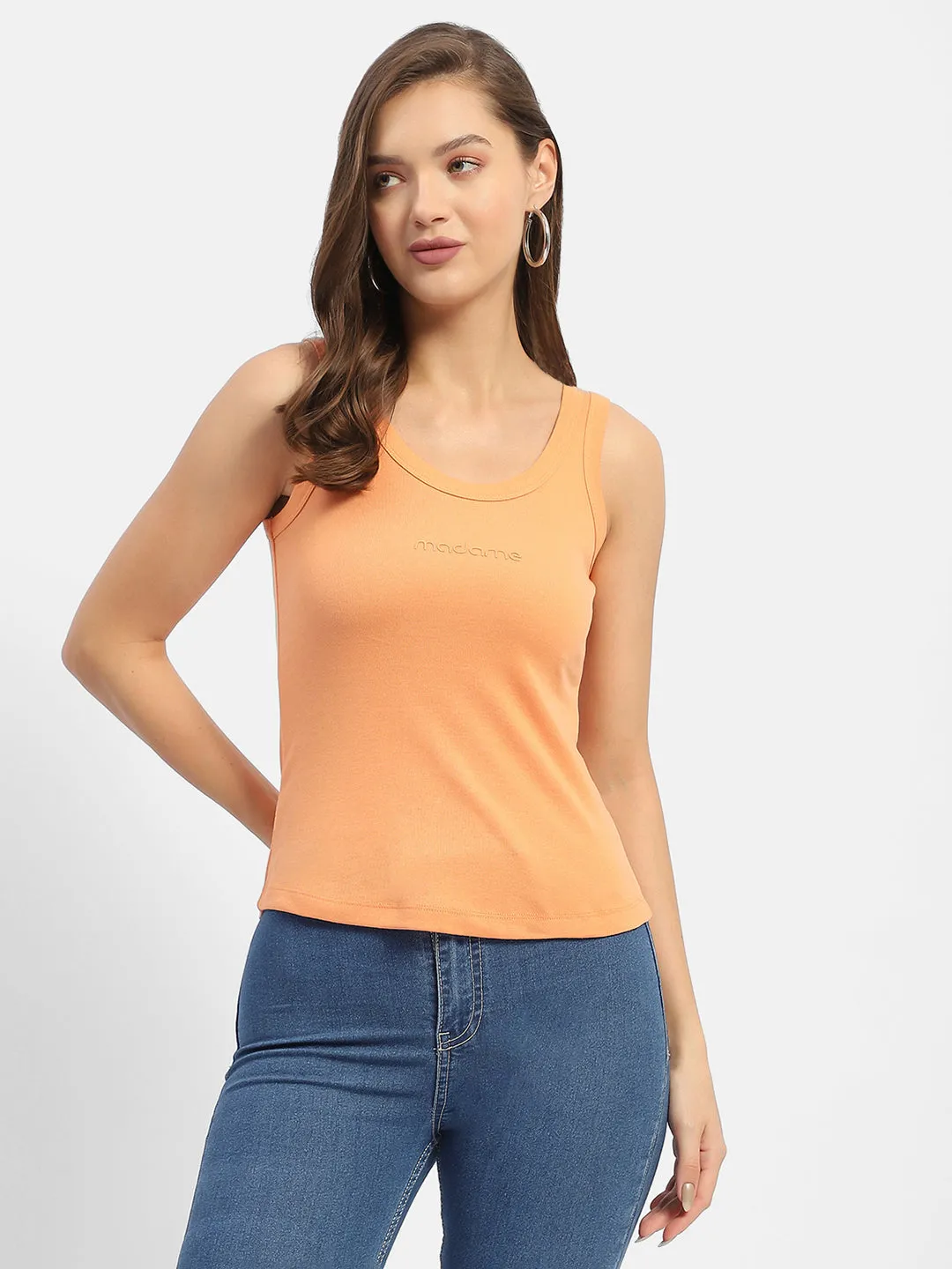 Madame Typography Apricot Tank Top