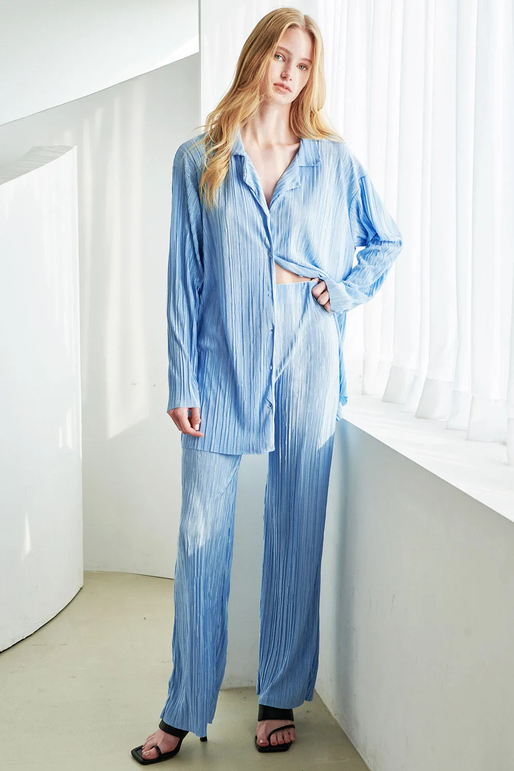 Maria Flared Leg Plisse Pants