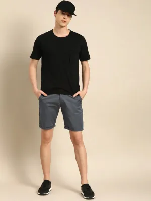 Men Charcoal Gray Solid Slim Fit Chino Shorts