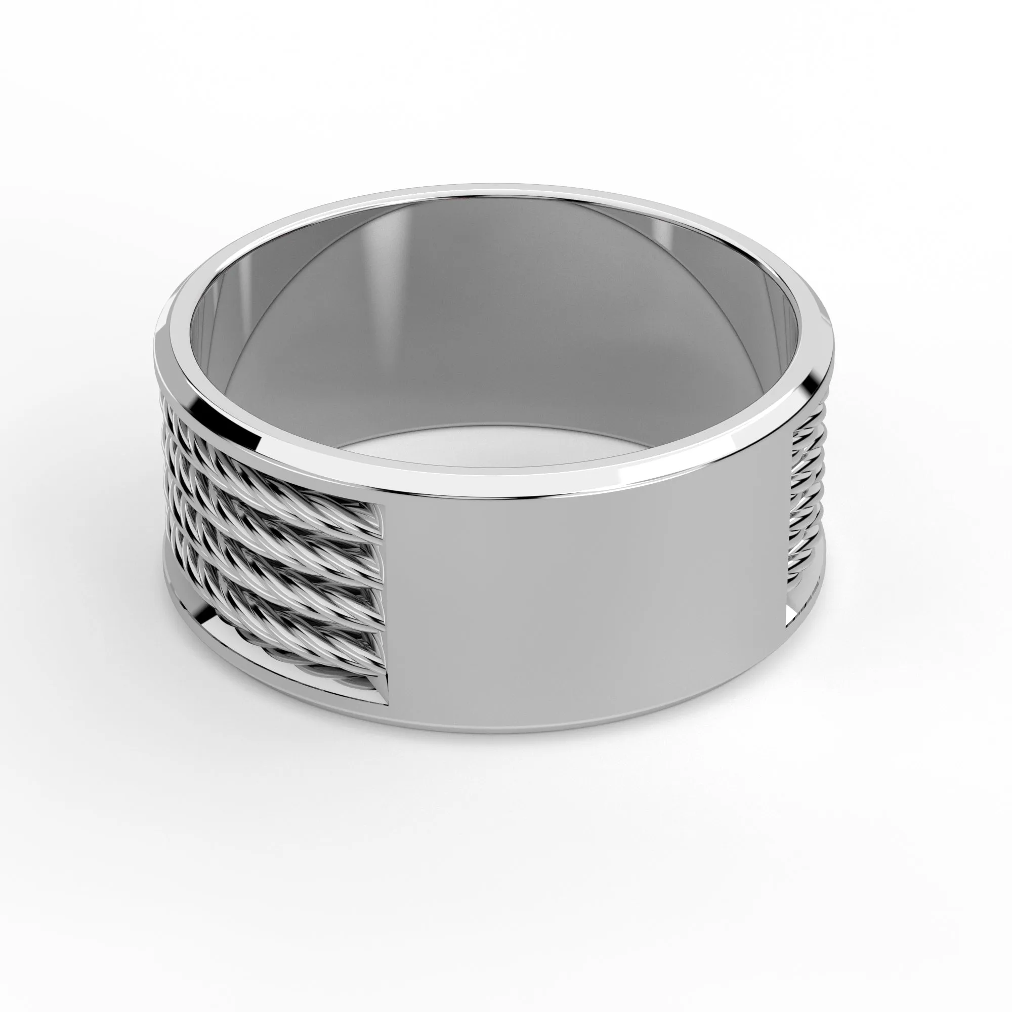 Men's 925 Sterling Silver & 14k 8mm Masonic Scottish Rite 32 Degree Band Ring