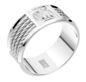Men's 925 Sterling Silver & 14k 8mm Masonic Scottish Rite Band Ring
