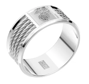 Men's 925 Sterling Silver & 14k 8mm US Marine Corps Ring Band
