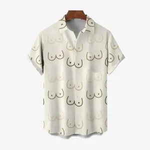 Men's Abstract Line Print Short Sleeve Shirt 2404001908