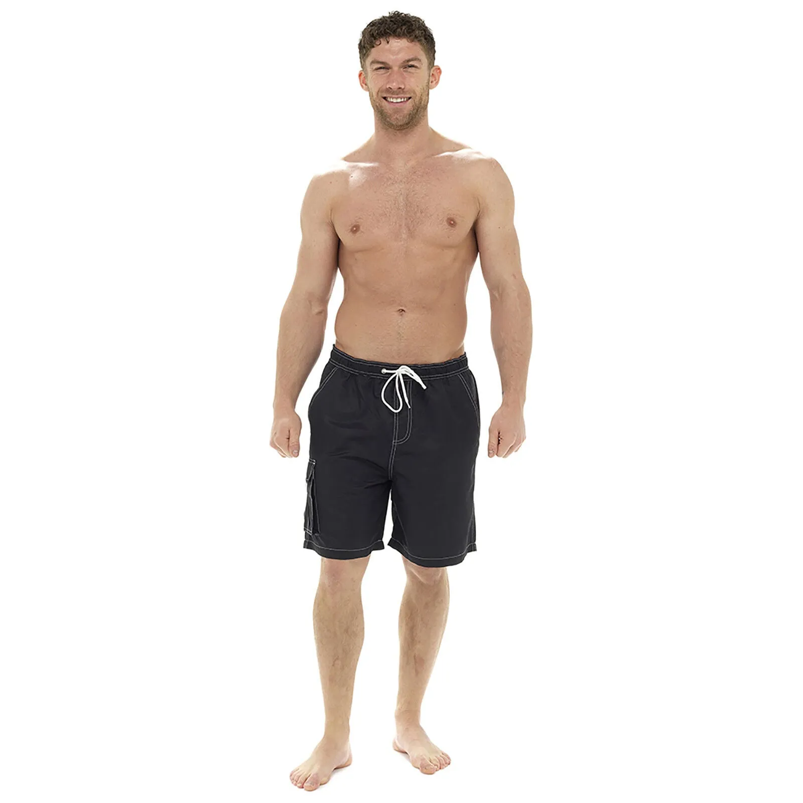 MENS CARGO FLAP POCKET SWIMMING SHORTS POOL SURF GENTS HOLIDAY BEACH SWIM TRUNKS