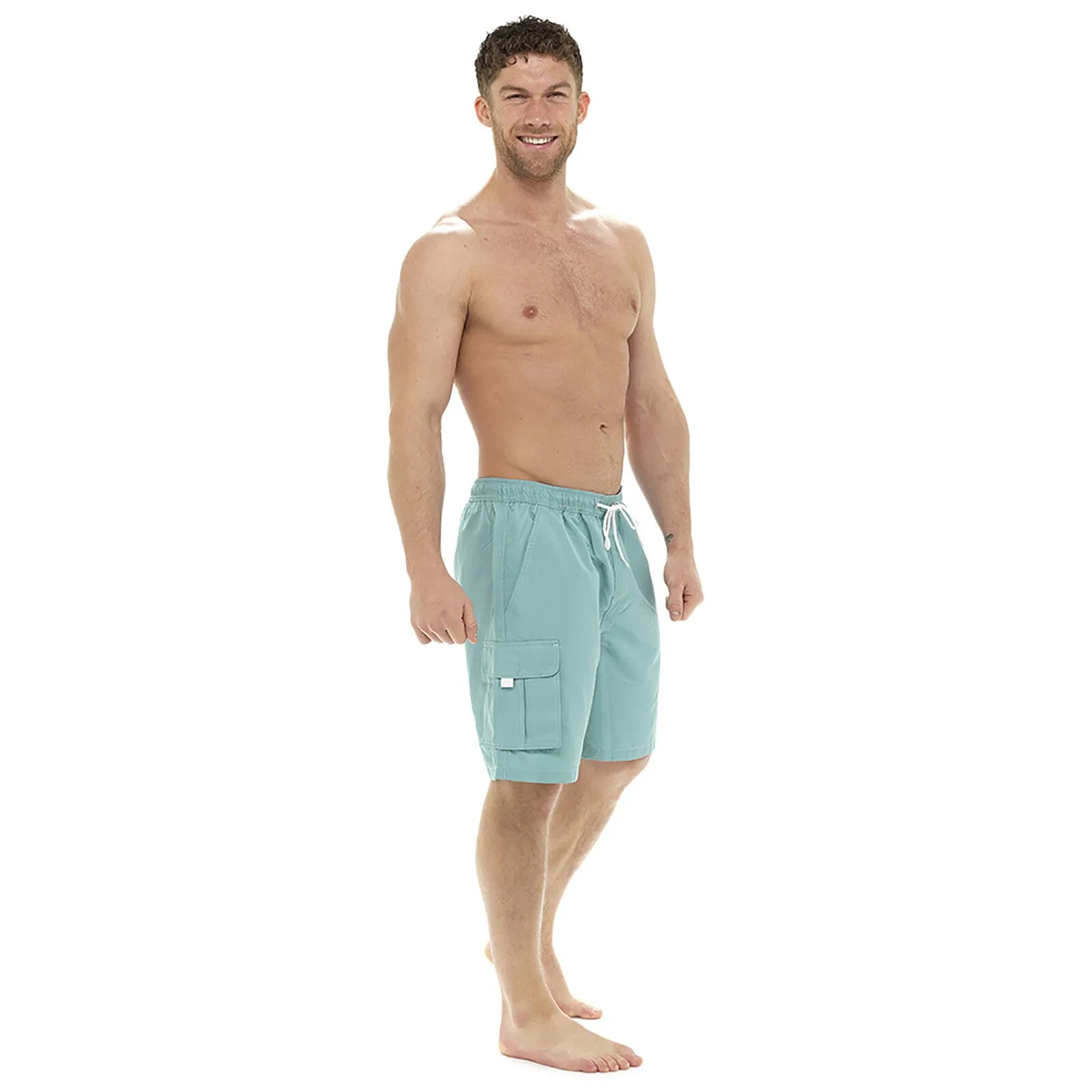 MENS CARGO FLAP POCKET SWIMMING SHORTS POOL SURF GENTS HOLIDAY BEACH SWIM TRUNKS