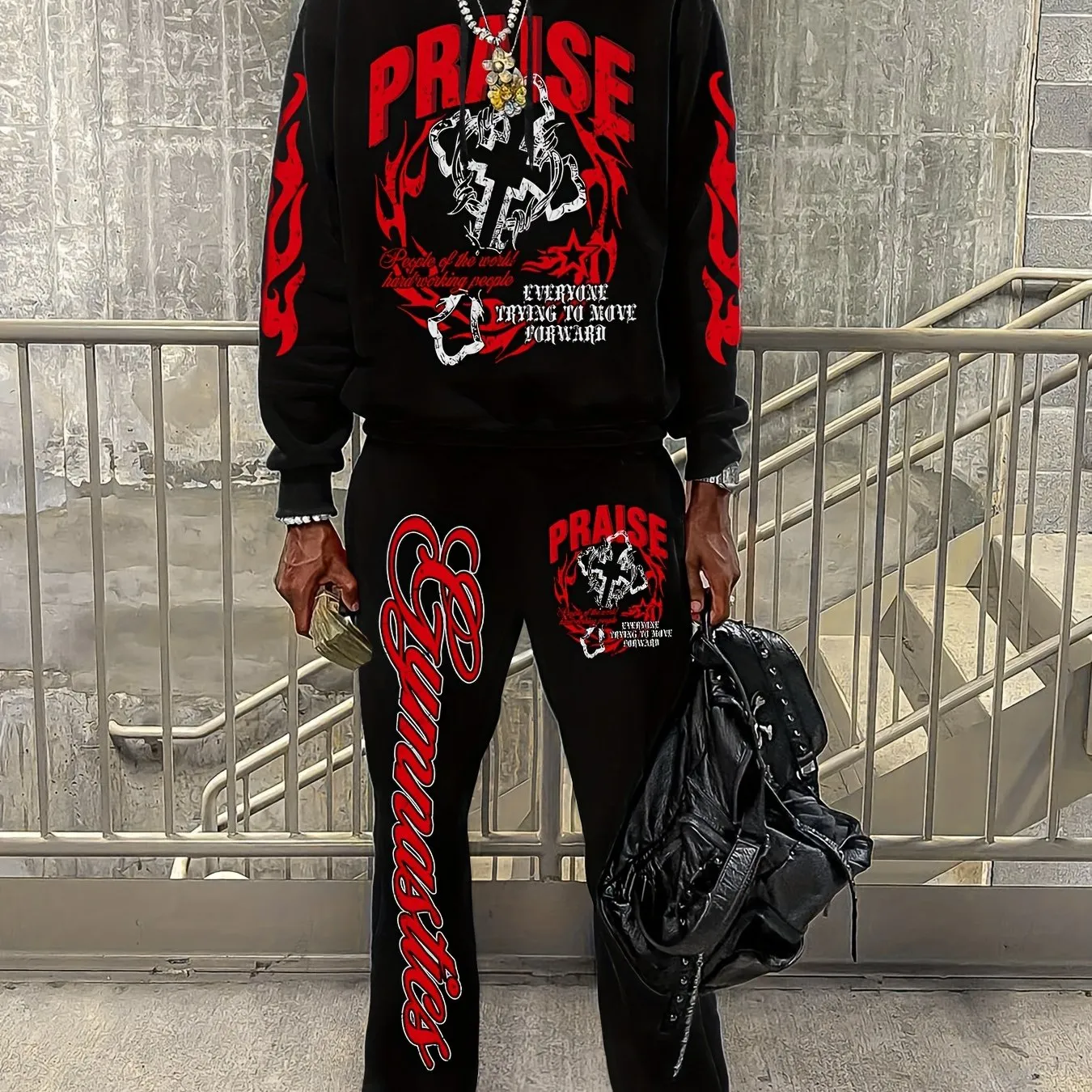 Men's Casual Loose-Fit Hoodie & Flared Pants Set