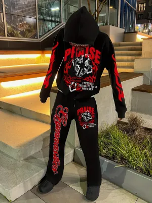Men's Casual Loose-Fit Hoodie & Flared Pants Set