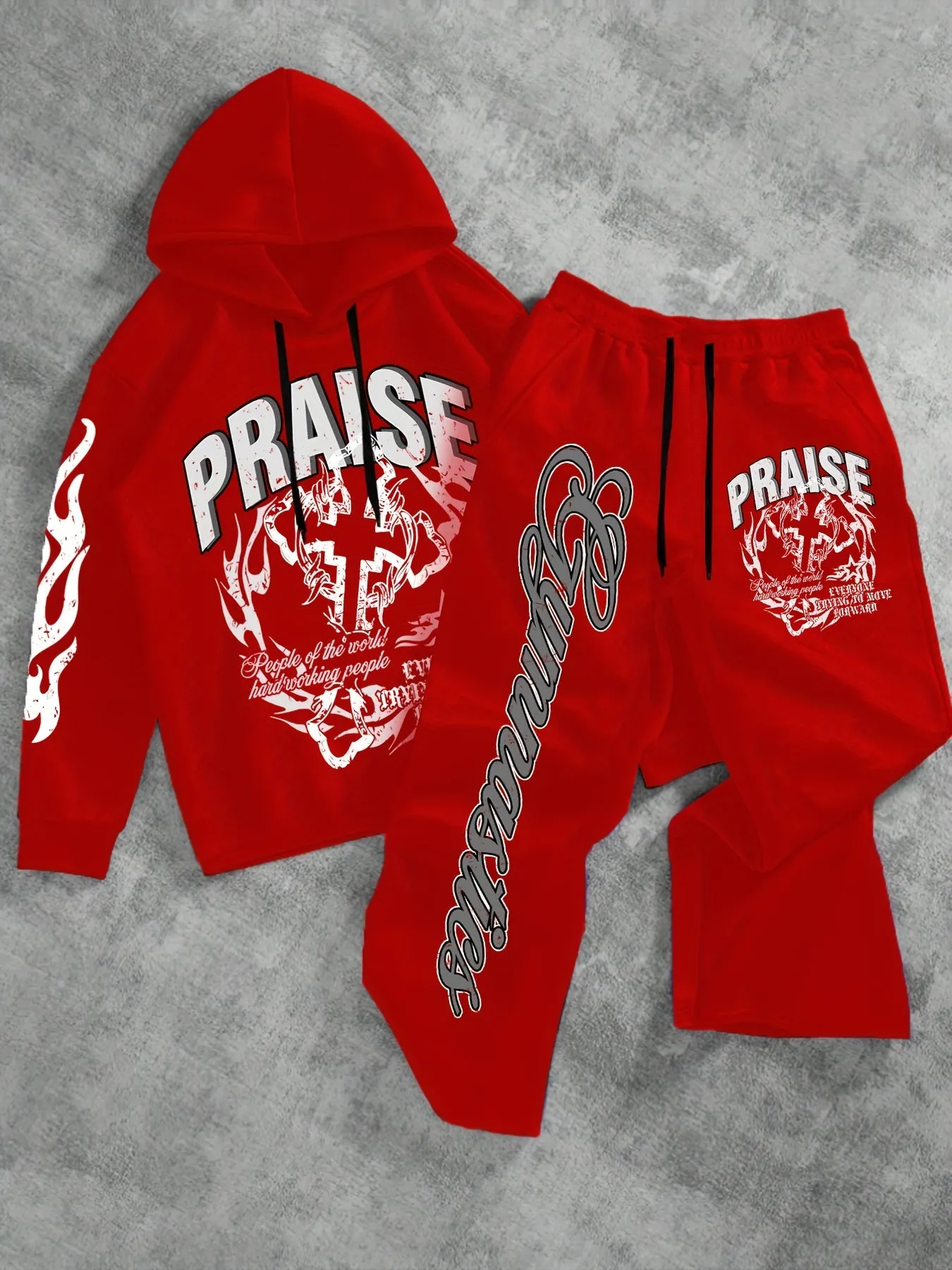 Men's Casual Loose-Fit Hoodie & Flared Pants Set