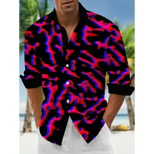 Men's Contrast Color Abstract Print Long-sleeved Shirt
