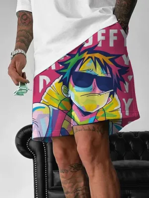 Men's Fashion Anime Print Pocket Shorts