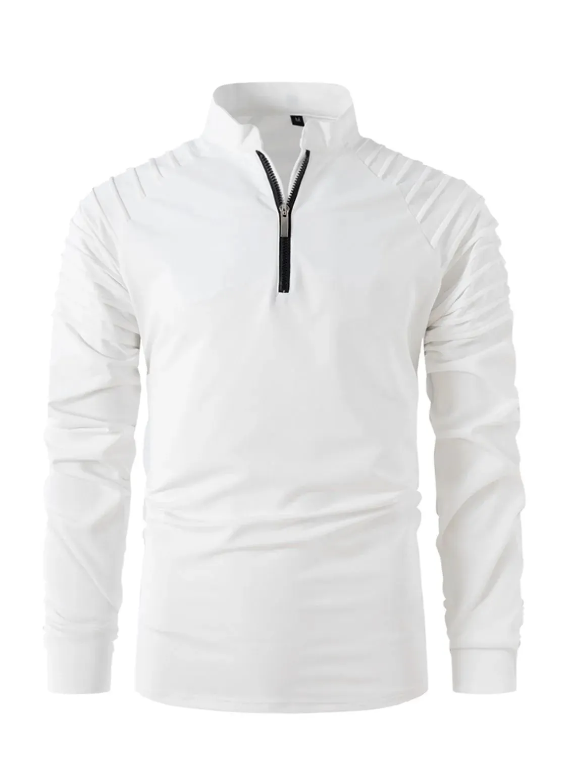 Men's Full Size Quarter Zip Long Sleeve Polo Plus Size