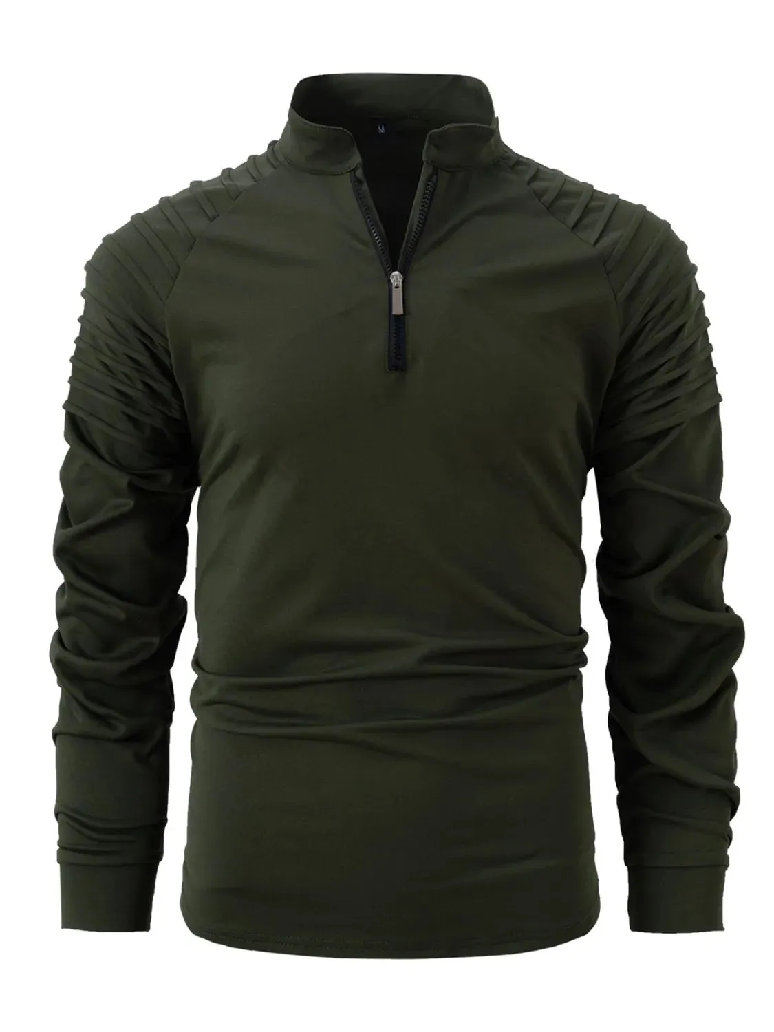 Men's Full Size Quarter Zip Long Sleeve Polo Plus Size