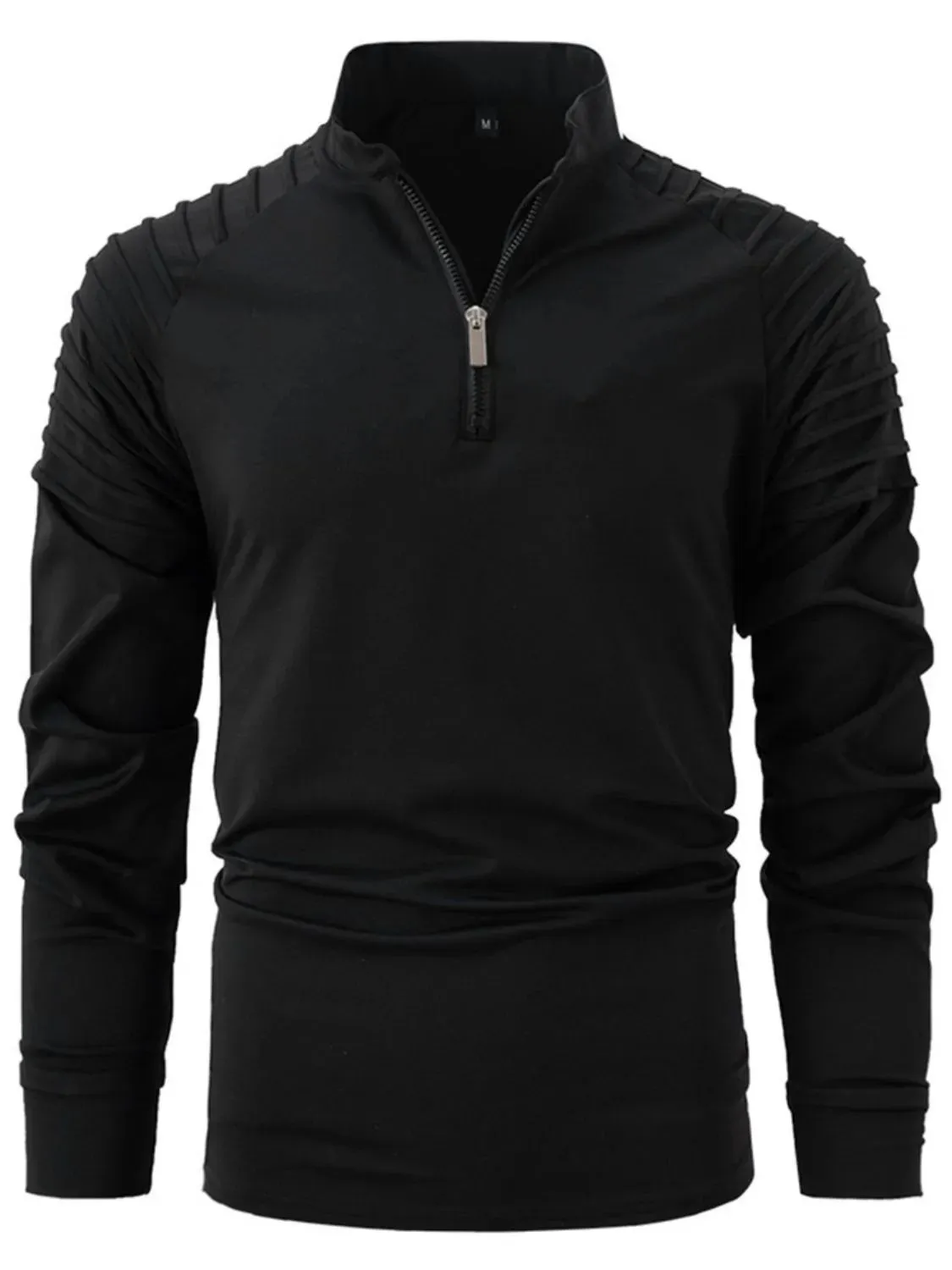 Men's Full Size Quarter Zip Long Sleeve Polo Plus Size
