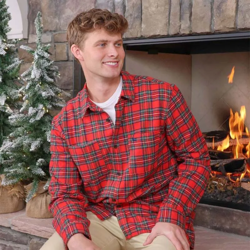Men's Plaid Shacket in Red