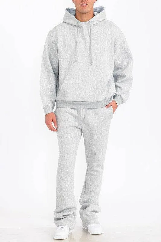 Mens Solid Fleece Flare Stacked SET