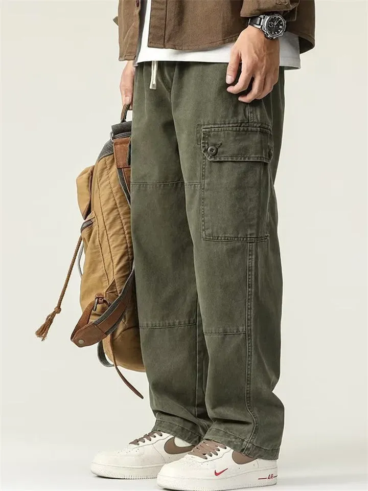 Men's Spring Casual Drawstring Multi-Pocket Cargo Pants