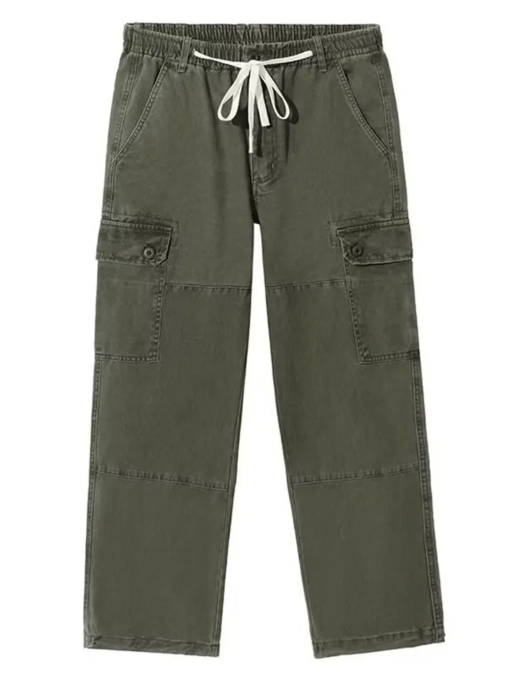 Men's Spring Casual Drawstring Multi-Pocket Cargo Pants