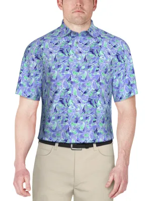 Men's Watercolor Birdie Print Golf Polo