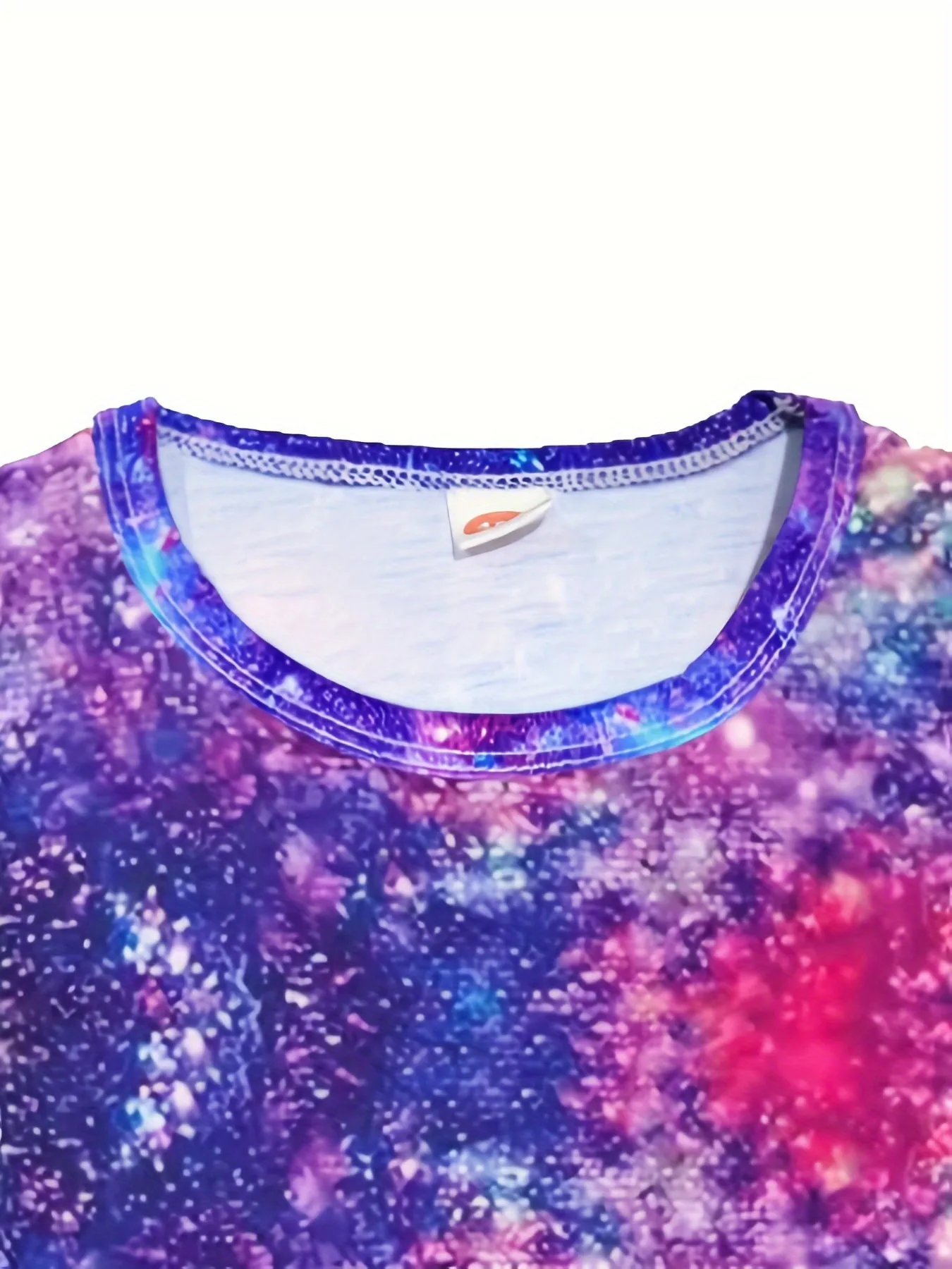 Midi Length Fitted Girls Starry Unicorn Digital Print Crew Neck Short Sleeve Casual Party Dress with Slight Stretch and Flared Hem