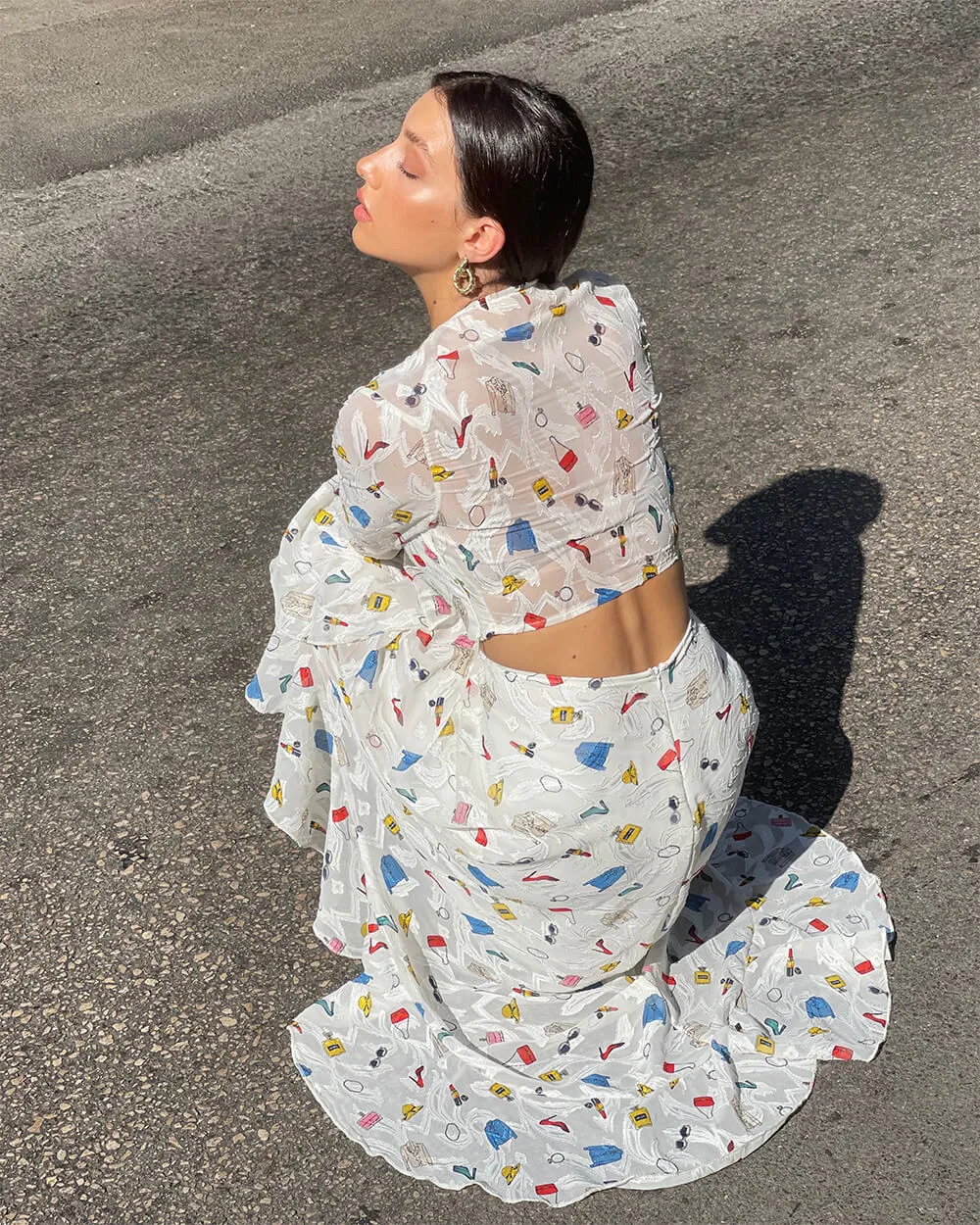 Multi-Colored Fashion Print Midi Dress