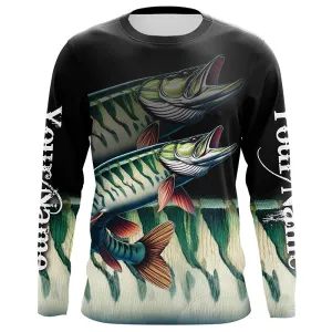 Musky Fishing Green scales Customized Long sleeve Fishing Shirts, personalized fishing gift NPQ279
