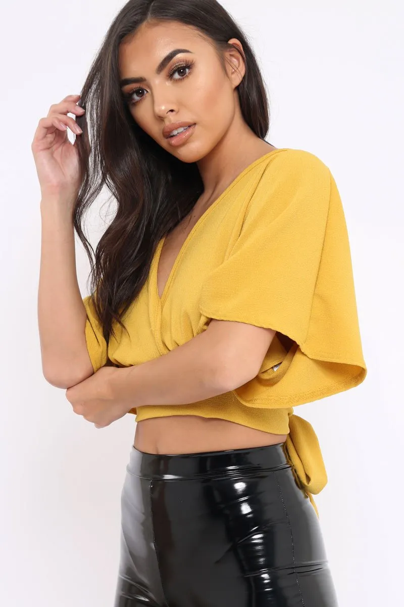 Mustard Plunge Crop Top - Suzanne