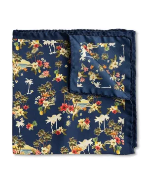 Navy Silk Island Time Pocket Square